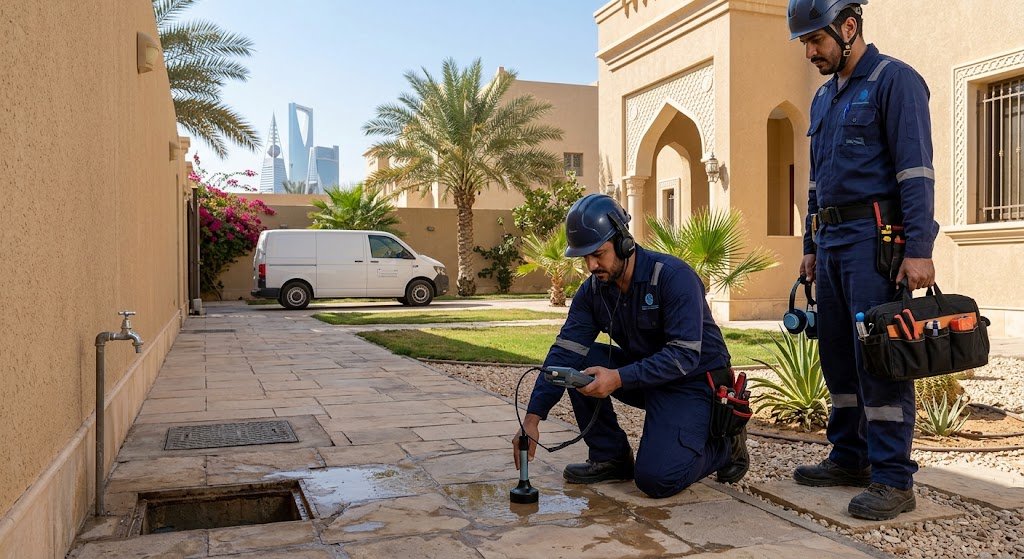 فحص ومعالجة المشاكل عبر خدمة كشف تسربات المياه حي المغرزات بالرياض