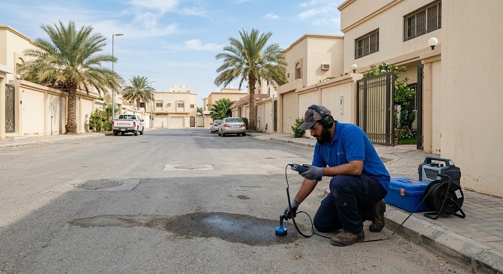 كشف تسربات المياه حي النظيم بالرياض - فحص ومعالجة التسربات بدون تكسير