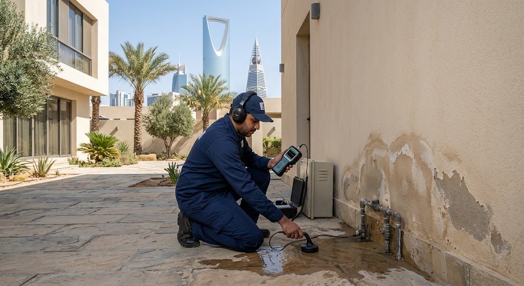 فحص ومعالجة المشاكل عبر خدمة كشف تسربات المياه حي الخليج بالرياض